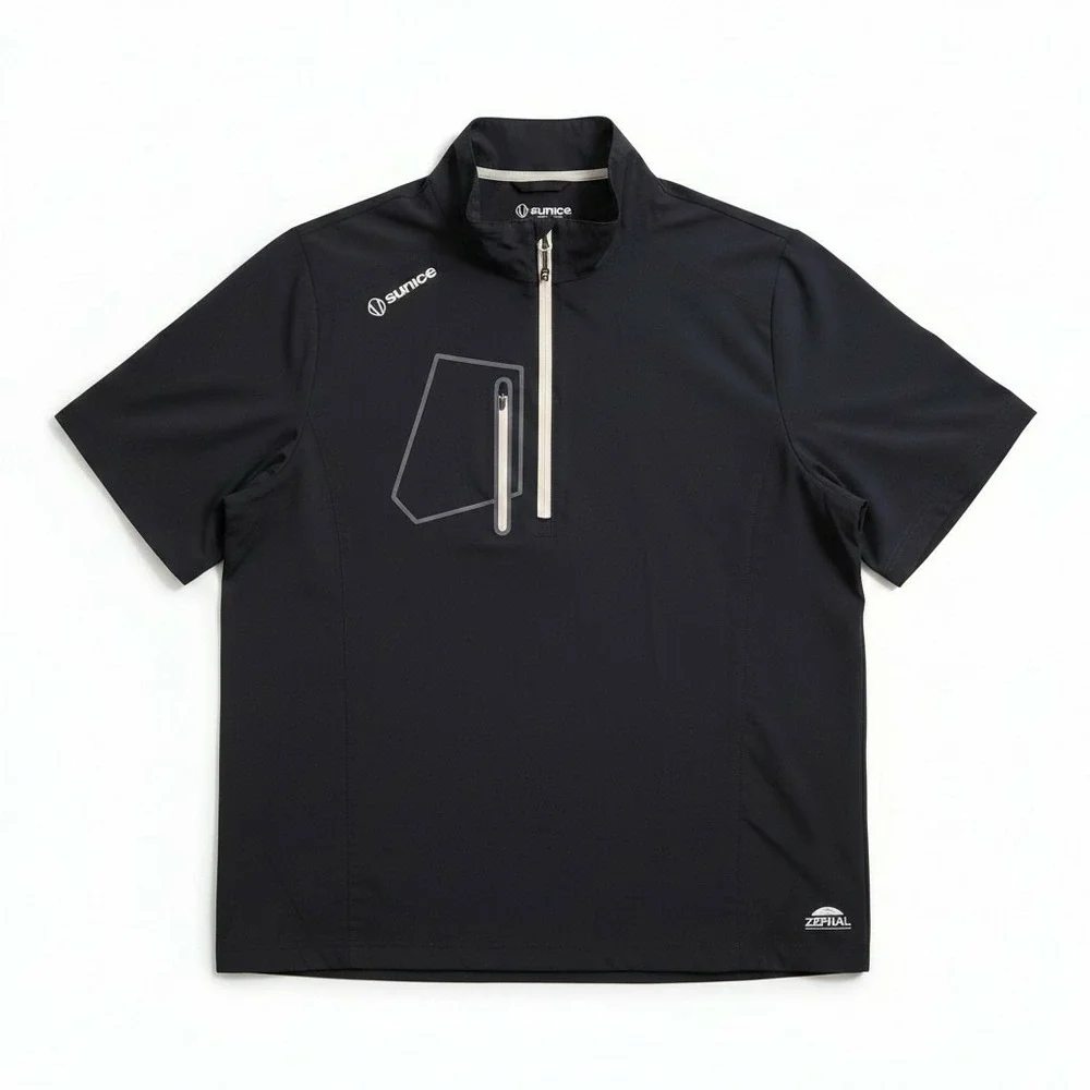 Sunice Zephal Black Short Sleeve Quarter Zip Golf Rain Pullover Jacket, Size XXL